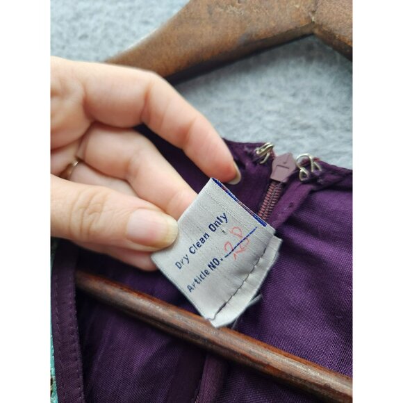 Embroidered Rubashka Couture Purple & Teal Kaftan Long Dress With Beaded Detail - Picture 6 of 9